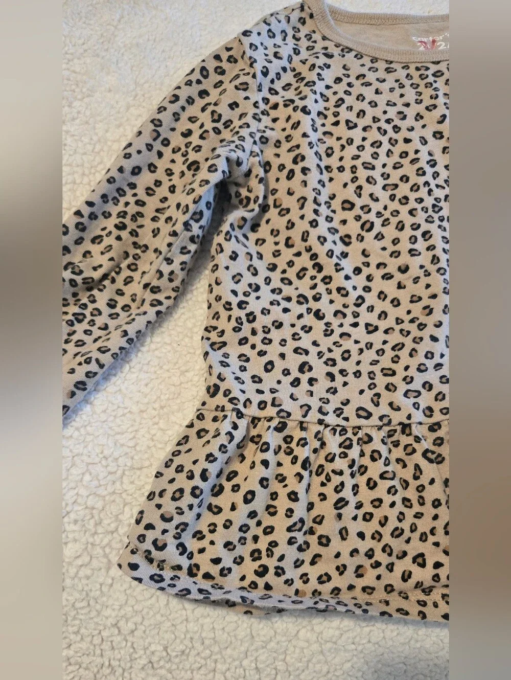 Carter's Tan Leopard-Print Long Sleeve Peplum Top